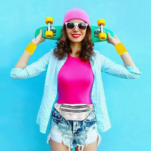 ONUPGO Leg Warmers for Women 80s Costumes Accessories Holographic Fanny Pack Knit Neon Leg Warmers Headband Wristbands in Kuwait