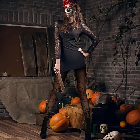 MANZI Halloween Tights Womens Striped Tights Printed Patterned Costume Nylons in Saudi Arabia