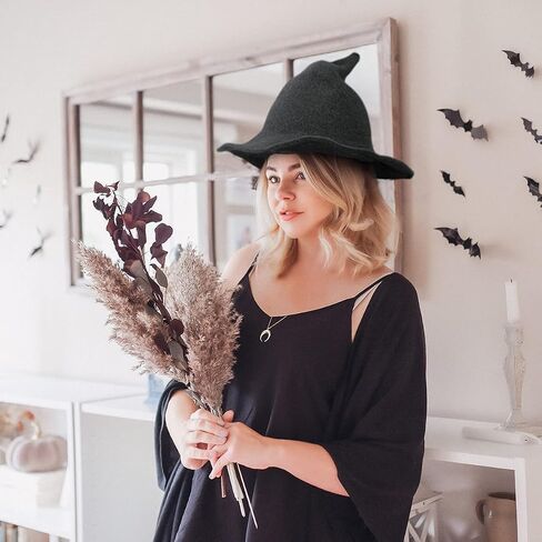 Fekey&JF Women's Witch Kinitted-Wool Hats, for Halloween Party Masquerade Cosplay Costume Accessory and Daily in Kuwait