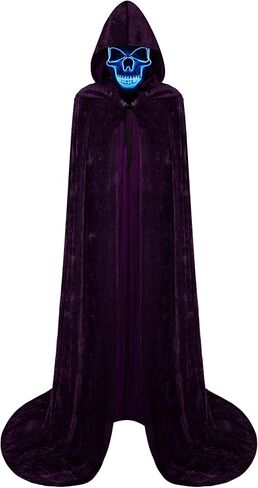 Double Couple Halloween Costumes for Adults with Scary Light up Mask Cosplay Cape Costumes Cloak with Hood for Women Men in Kuwait