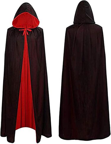 Adult Vampire Double-Sided Hooded Cloak Halloween Costume, and Vampire Dentures as Gift (63 in) in Saudi Arabia
