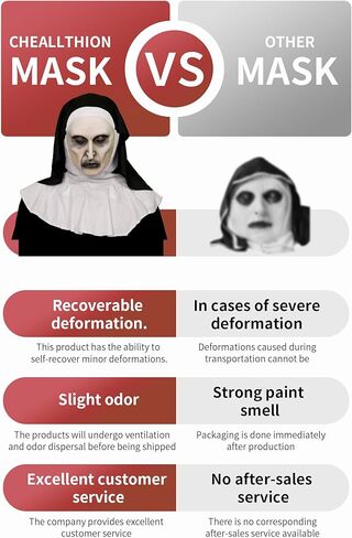 ألعاب cheallthion قناع راهبة الهالوين المخيف من اللاتكس للهالوين قناع راهبة كامل الرأس كوسبلاي دعائم حفلات الهالوين in Kuwait