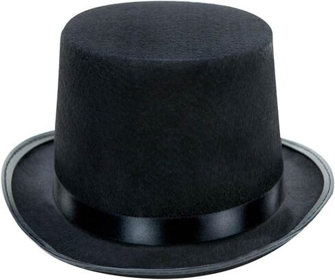 Classic Black Top Hat Perfect for Halloween Costumes, Magician, Steampunk, and Iconic Character Outfits like Stevie Nicks, Mad Hatter, Michael Jackson, and Willy Wonka in Saudi Arabia