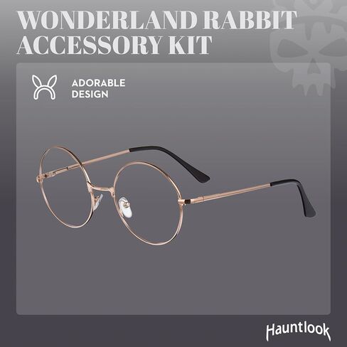 Hauntlook Alice in Wonderland Costume - White Rabbit Accessories - Bunny Ears, Bunny Nose, Bunny Tail, Pocket Watch, Glasses - Photo Booth Props Adult Women - Alice and Wonderland Party Decorations in Saudi Arabia