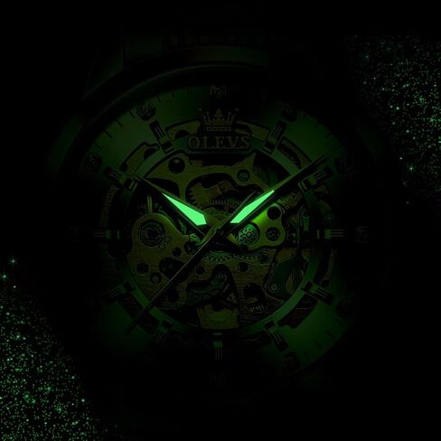OLEVS Watches for Men Automatic Skeleton Watch Mechanical Gold Wrist Watches Business Luxury Diamond Stainess Steel Waterproof Luminous in Kuwait