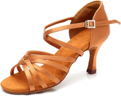 RoseMoli Women's Latin Dance Shoes Satin Professional Ballroom Salsa Practice Performance Dance Shoes in Saudi Arabia