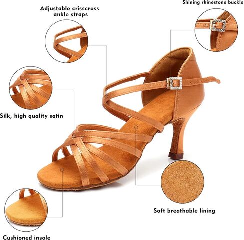 RoseMoli Women's Latin Dance Shoes Satin Professional Ballroom Salsa Practice Performance Dance Shoes in Saudi Arabia