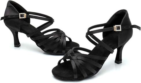 RoseMoli Women's Latin Dance Shoes Satin Professional Ballroom Salsa Practice Performance Dance Shoes in Saudi Arabia