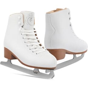 Ice Skates for Women Girls Lace-Up Adult Figure Skate with Skate Guards Ice Hockey Skates Indoor/Outdoor