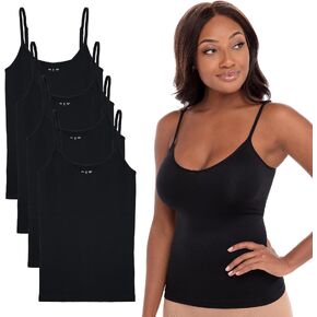 Rene Rofe 4-Pack Seamless Tummy Control Compression Camisoles with Adjustable Straps - Slim Fit, Lightweight, and Breathable