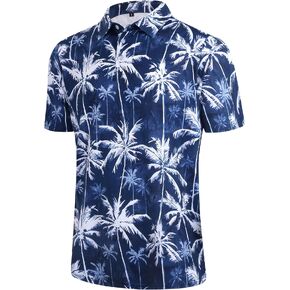 zeetoo Mens Golf Polo Shirt Hawaiian Polo Shirts for Men Moisture Wicking Dry Fit Soft Breathable Short Sleeve 4-Way Stretch
