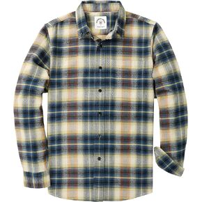 Dubinik® Mens Flannel Shirt Long Sleeve Plaid Flannel Shirt for Men Soft 100% Cotton Casual Button Down Shirts Regular Fit in Saudi Arabia