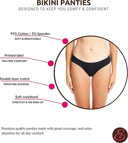 ESTEEZ Womens Underwear - Womens Briefs Cotton Underwear - Womens Bikini - Boyshorts for Women - Panties Multi-Pack in Kuwait