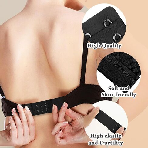 مجموعة موسعات حمالة الصدر Lusofie 18 قطعة 1 خطاف / 2 خطاف / 3 خطافات / 4 خطافات حمالة صدر مرنة تمديد حمالة صدر حزام تمديد للنساء للسيدات (أبيض، أسود، جلد) in Kuwait