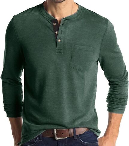 قمصان رجالي كاجوال بأكمام قصيرة من Olidarua، قمصان Henley بأزرار أنيقة مع جيب in Kuwait