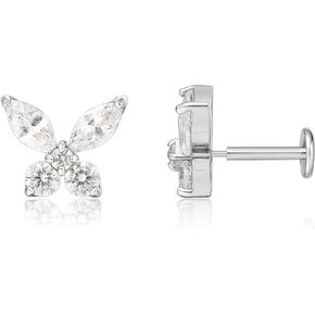limerencia G23 Hypoallergenic 18g Flat Back Stud Earrings | F136 Implant Grade Titanium Press Fit Threadless Push Pop in Cartilage Helix Labret Lip Monroe Tragus Piercing Studs