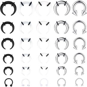 YADOCA 30Pcs Septum Pincher Tapers 16G 14G 12G 10G 8G 6G Horseshoe Septum Rings Acrylic Stainless Steel C Shape Septum Piercing Jewelry Nose Ear Cartilage Septum Stretching Kit for Women Men in Saudi Arabia