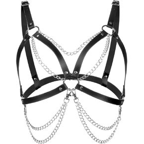 DOTASI Punk Leather Chain Belt Black Layered Body Chain Jewelry Accessory for Women and Girl in Saudi Arabia