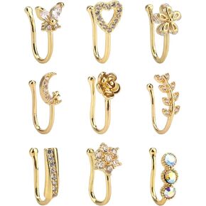 CrazyPiercing وهمية الأنف الدائري تشيكوسلوفاكيا الأنف الأفريقي الأصفاد الذهب فو الحاجز الأنف خواتم كليب على الأنف مجوهرات للمرأة غير مثقوب مجوهرات in Saudi Arabia