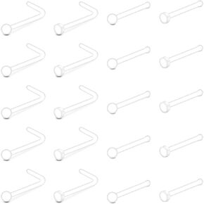 Incaton 20 قطعة من حلقات الأنف الشفافة التجنيب حلقات الأنف الشفاف Bioflex ترصيع مرنة من الأكريليك الشفاف ترصيع الأنف للعمل in Kuwait