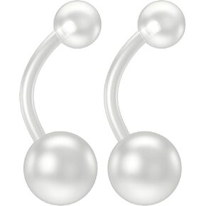 Evonix 2pc 14g Belly Button Retainer Ring Flexible Bendable Clear Plastic Navel Piercing Rings Sport (choose Quantity, Length)