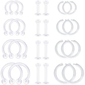 D.Bella 16G مثبت ثقب شفاف مرن للغضروف الحلزوني Daith Rook Tragus Earring Retainer Bioflex بلاستيك الأنف الحاجز الشفاه الحاجب حلقات ثقب التجنيب in Saudi Arabia