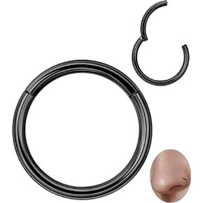 Vegolita 14G 16G 18G 20G 316L Stainless Steel Hinged Nose Rings Hoop for Women Men Septum Clicker Hinged Segment Ring Cartilage Helix Tragus Earring Lip Rook Conch Hoop 6-14MM in Kuwait
