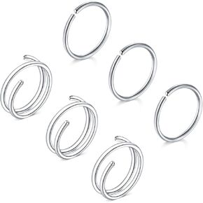 D.Bella 20G 18G حلقات الأنف الأطواق الجراحية الفولاذية البسيطة نصف هوب حلقة الأنف 6 مم - 12 مم حلقات الأنف الزنمة الغضروف هيليكس روك Daith Conch Snug حلق الأنف الحاجز الحاجب الشفاه الأذن ثقب الجسم in Kuwait