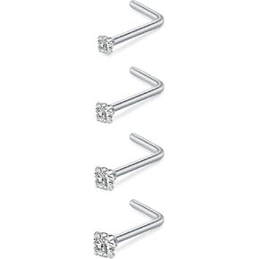 MODRSA Nose Studs 20g 18g Nose Stud L Shaped Nose Ringd Stud Surgical Stainless Steel Diamond Nose Stud for Women Men Screw Nose Rings Nose Piercing Studs in Saudi Arabia