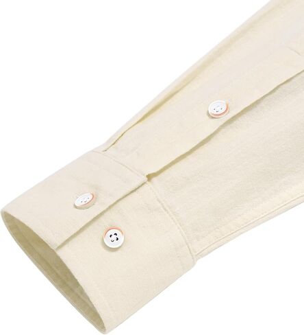 J.VER Men's Cotton Linen Long Sleeve Shirts Casual Button Down Banded Collar Shirt Beach Summer Tops with Pocket in Saudi Arabia