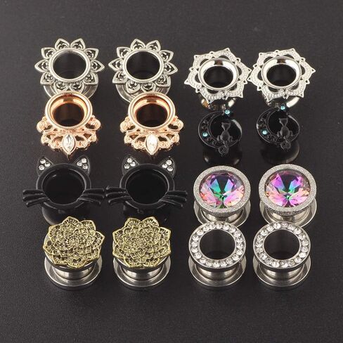 TIANCI FBYJS Stainless Steel Zircon Ear Tunnels Earrings Guages Piercing Plugs Stretcher Gauges for Women Men in Kuwait