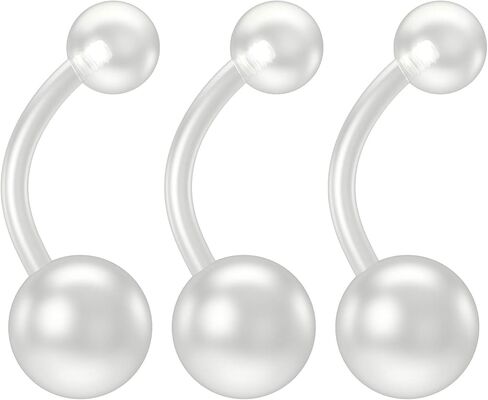 Evonix 2pc 14g حلقة التجنيب لزر البطن مرنة قابلة للانحناء من البلاستيك الشفاف لثقب السرة الرياضية (اختر الكمية، الطول) in Kuwait