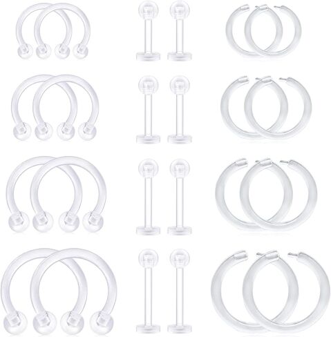 D.Bella 16G Clear Piercing Retainers Flexible Cartilage Helix Daith Rook Tragus Earring Retainer Bioflex Plastic Nose Septum Lip Eyebrow Rings Piercing Retainer in Saudi Arabia