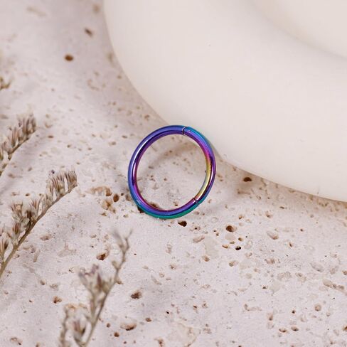 Vegolita 14G 16G 18G 20G 316L الفولاذ المقاوم للصدأ حلقات الأنف المفصلية هوب للنساء الرجال الحاجز الفرس يتوقف الجزء الدائري الغضروف الحلزون الزنمة حلق الشفاه روك محارة هوب 6-14 مم in Kuwait