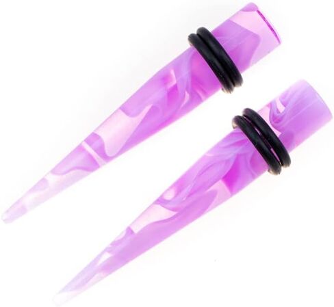 Linkning 50 PCS Ear Stretching Kit 14Gauges-00Gauges Earring Marble Acrylic Taper Piercing Jewlery Sets in Saudi Arabia