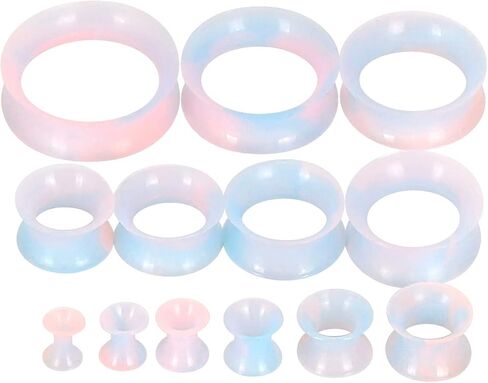 Qmcandy 26pcs 8G-1" Thin Thick Silicone Hollow Flexible Soft Ear Tunnels Kit Stretching Set in Kuwait