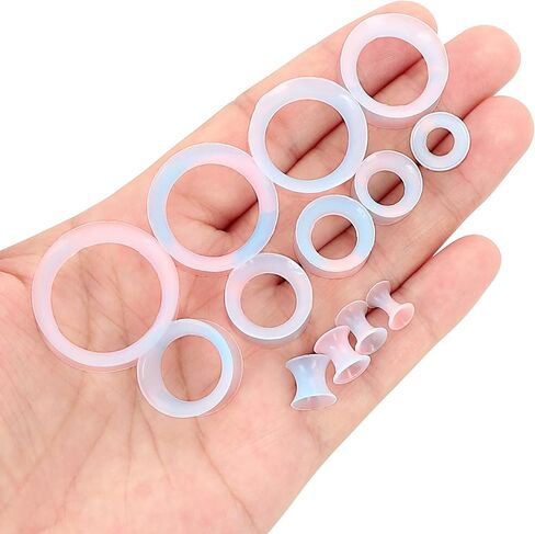 Qmcandy 26pcs 8G-1" Thin Thick Silicone Hollow Flexible Soft Ear Tunnels Kit Stretching Set in Kuwait
