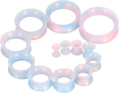 Qmcandy 26pcs 8G-1" Thin Thick Silicone Hollow Flexible Soft Ear Tunnels Kit Stretching Set in Kuwait