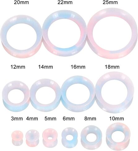 Qmcandy 26pcs 8G-1" Thin Thick Silicone Hollow Flexible Soft Ear Tunnels Kit Stretching Set in Kuwait