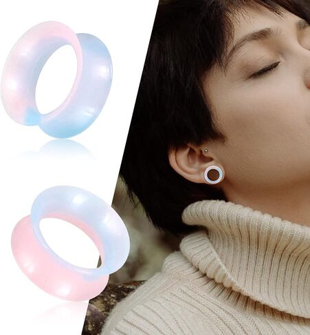 Qmcandy 26pcs 8G-1" Thin Thick Silicone Hollow Flexible Soft Ear Tunnels Kit Stretching Set in Kuwait