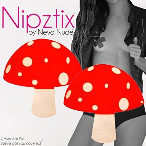 فطائر Neva Nude Toadstool Nipztix للمهرجانات والهذيان والمزيد، درجة طبية، مقاومة للماء والعرق، صنع في الولايات المتحدة الأمريكية in Kuwait