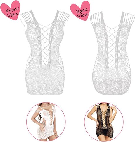 Women's Fishnet Lingerie Lace Fishnet Bodysuits Stockings Mesh Babydoll for Women（6 Pack） in Kuwait