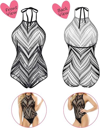 Women's Fishnet Lingerie Lace Fishnet Bodysuits Stockings Mesh Babydoll for Women（6 Pack） in Kuwait