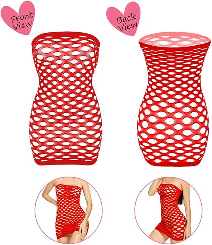 Women's Fishnet Lingerie Lace Fishnet Bodysuits Stockings Mesh Babydoll for Women（6 Pack） in Kuwait