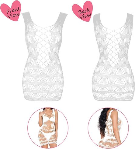 Women's Fishnet Lingerie Lace Fishnet Bodysuits Stockings Mesh Babydoll for Women（6 Pack） in Kuwait