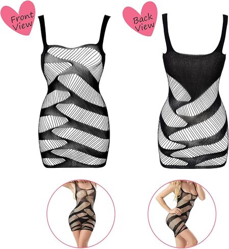 Women's Fishnet Lingerie Lace Fishnet Bodysuits Stockings Mesh Babydoll for Women（6 Pack） in Kuwait