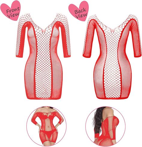 Women's Fishnet Lingerie Lace Fishnet Bodysuits Stockings Mesh Babydoll for Women（6 Pack） in Kuwait