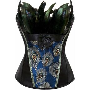 Jutrisujo Women Underbust Basques and Corsets Boned Brocade Waist Cincher Vest Plus Size Top