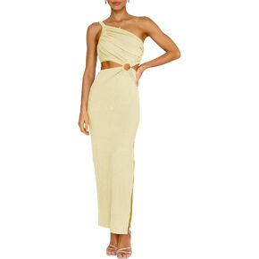 ANRABESS Women’s Summer Bodycon Maxi Dress One Shoulder Sleeveless Sexy Cut Out Formal Party Dress