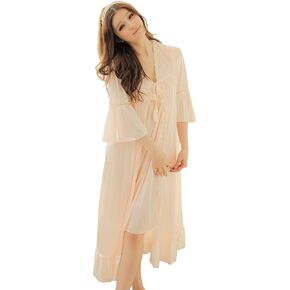Camellia12 Fantastic Satin Robe Set Lace Chemise Full Slips with Victorian Robe in Saudi Arabia